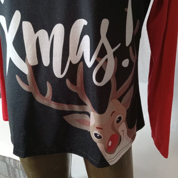 PatPat Christmas Reindeer Plaid Raglan Shirt Women’s Large Long Sleeve Holiday - Picture 5 of 10